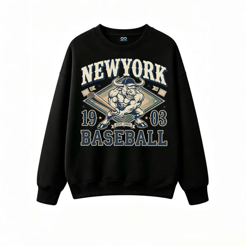 主图_1 New York Baseball 1903 Bull Graphic Sweatshirt