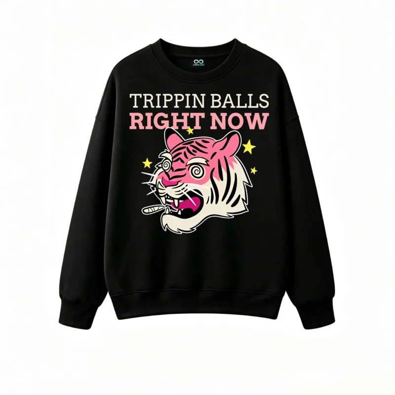 主图_1 Trippin Balls Right Now Pink Tiger Sweatshirt