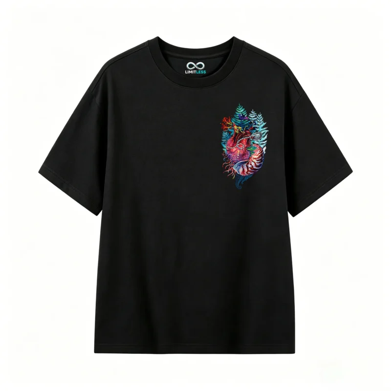 Remera Algodón Estampado Corazón Nautilus Arte Surrealista