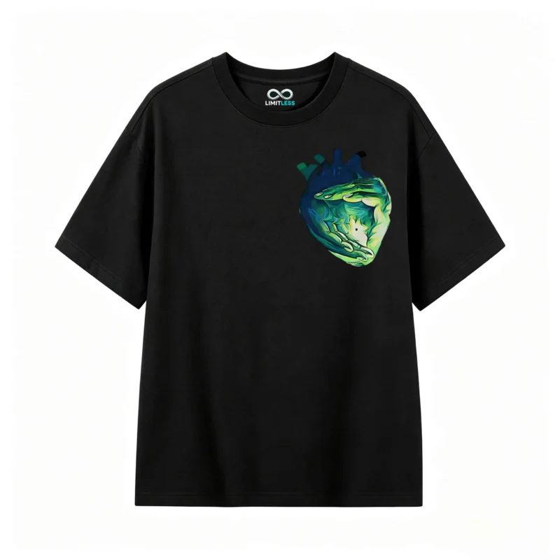 Remera Algodón Estampado Corazón Manos Arte Abstracto Premium