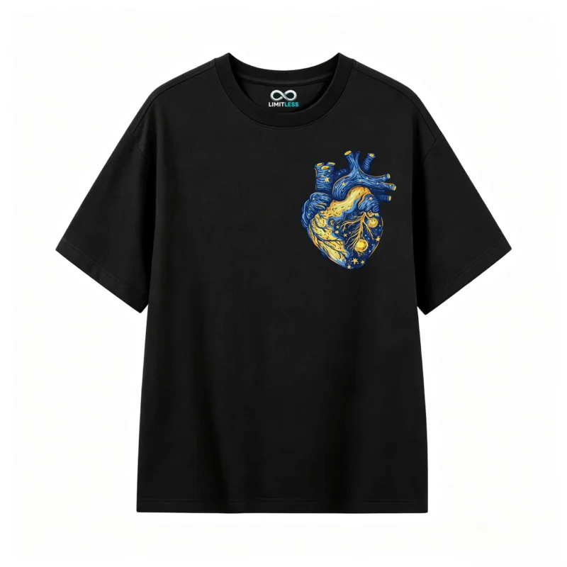 主图_1 Remera Algodón Estampado Corazón Galaxia Arte Urbano Premium