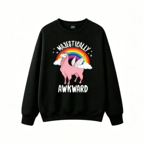 主图_1 Majestically Awkward Funny Llama Unicorn Rainbow Sweatshirt