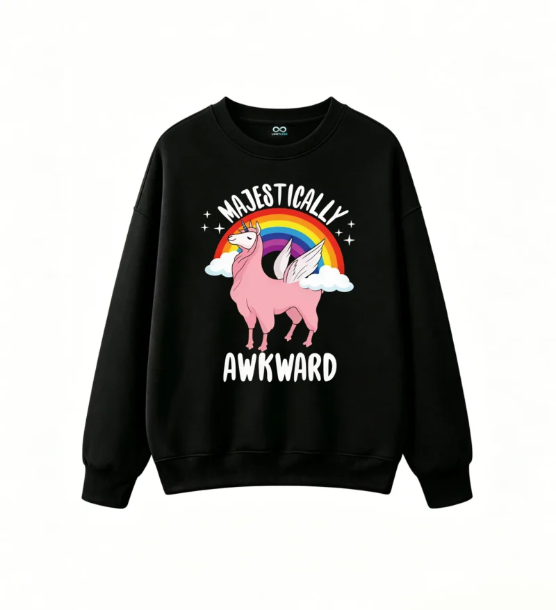 Majestically Awkward Funny Llama Unicorn Rainbow Sweatshirt