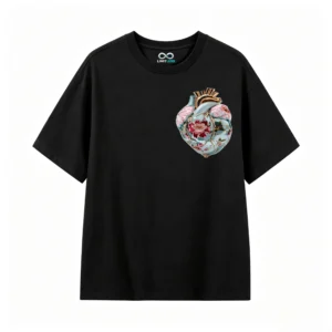 Remera Algodón Estampado Corazón Floral Arte Premium Envío