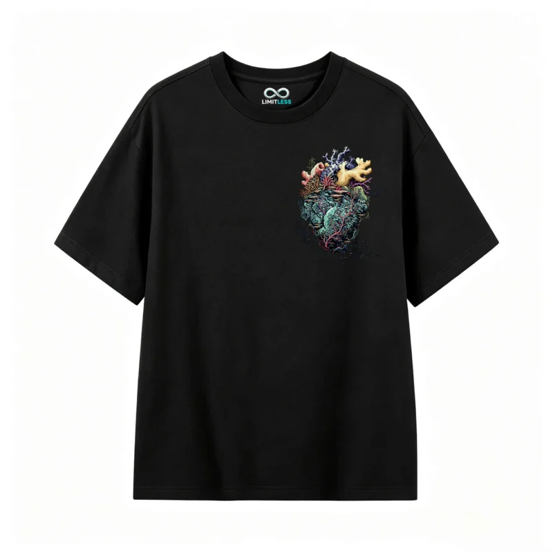 Remera Algodón Estampado Corazón Coral Diseño Arte Premium