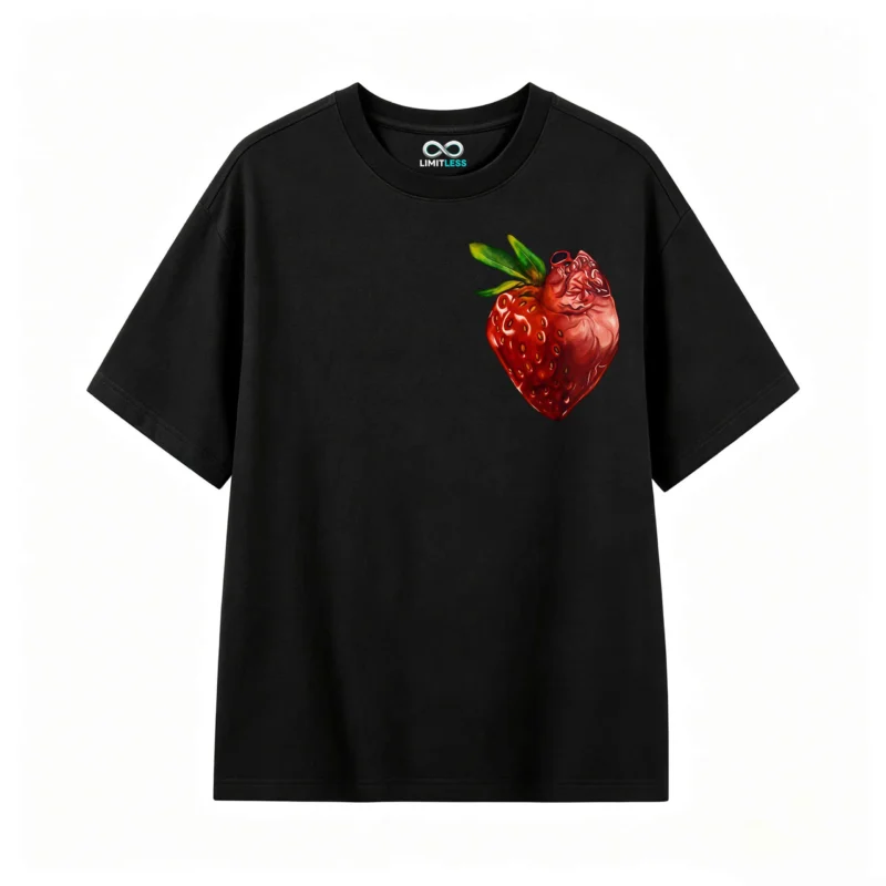 Remera Algodón Estampado Corazón Fresa Diseño Arte Trendy