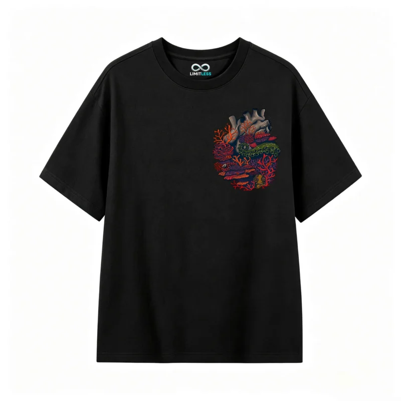Remera Algodón Estampado Arrecife Marino Diseño Único Trendy