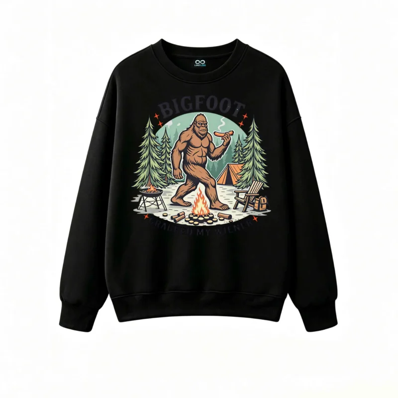 Bigfoot Grabbed My Wiener Funny Camping Sweatshirt
