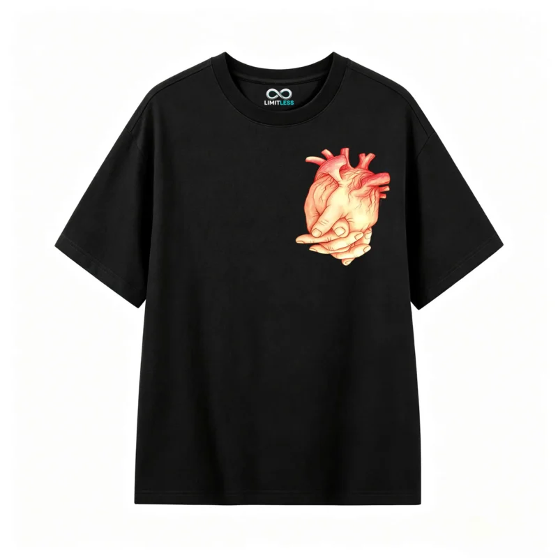 Remera Algodón Estampado Corazón Manos Diseño Artístico Premium