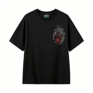 Remera Algodón Estampada Corazón Fuego Diseño Urbano Trendy
