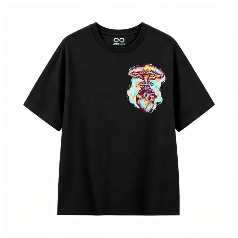 Remera Algodón Estampado Corazón Explosión Arte Urbano Cool