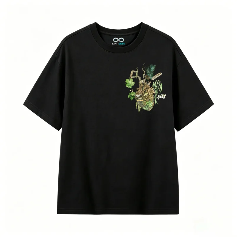Remera Algodón Estampado Corazón Bosque Diseño Botánico