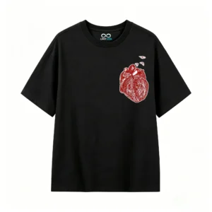Remera Algodón Estampado Corazón Anatómico Diseño Dark