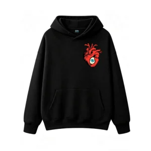 Buzo con Capucha Algodón Estampada Corazón Ojo Surrealista Oversize