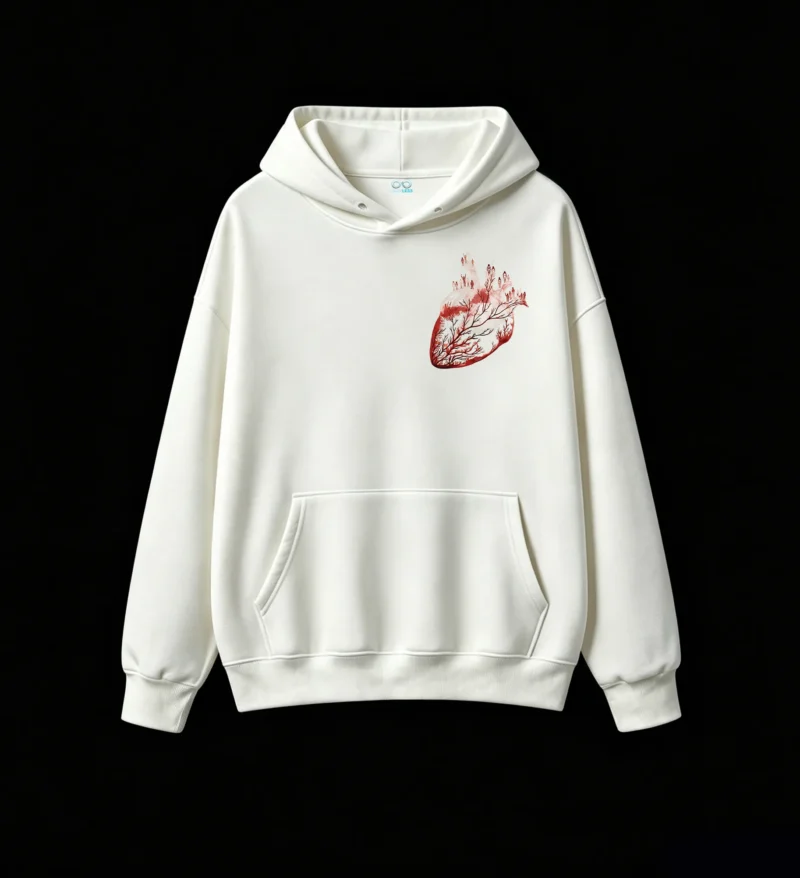 主图_2 Buzo con Capucha Algodón Estampado Corazón Artístico Diseño Exclusivo