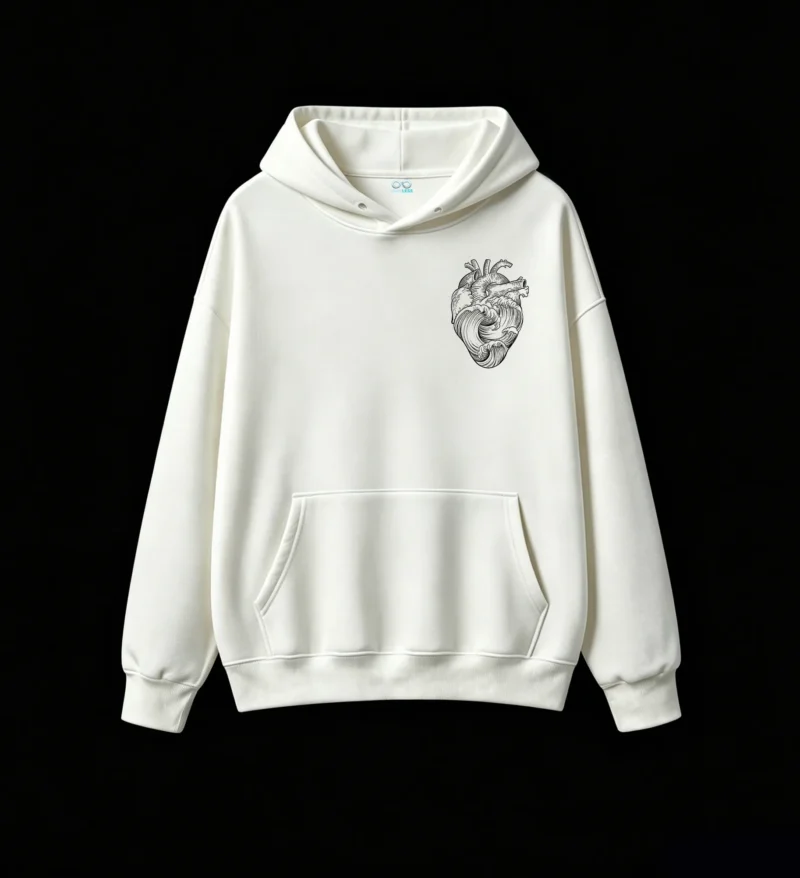 主图_2 Buzo con Capucha Algodón Estampado Corazón Galaxia Premium Casual