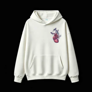Buzo con Capucha Algodón Estampado Corazón Floral Arte Surrealista