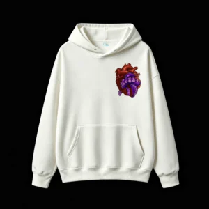 Buzo con Capucha Algodón Estampado Corazón Pulpo Surrealista Premium