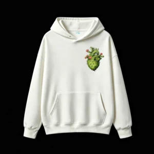 Buzo con Capucha Algodón Estampado Corazón Cactus Diseño Artístico Trendy