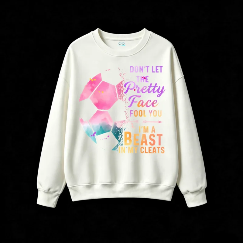 Funny Beast Cleats Soccer Print Sweatshirt