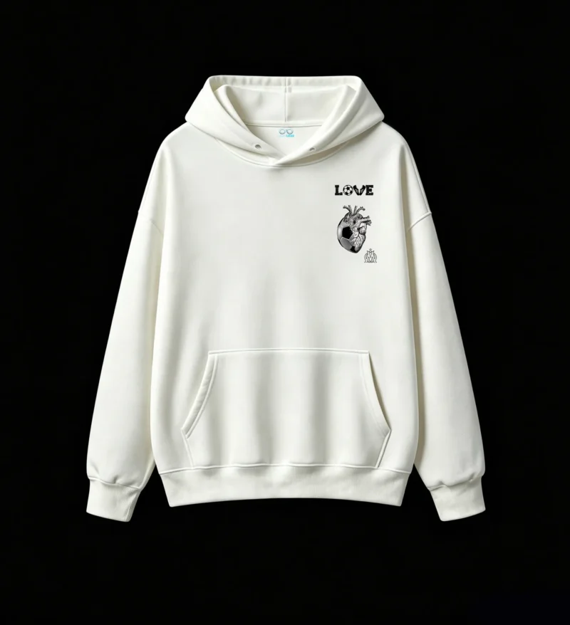 主图_2 Buzo con Capucha Algodón Estampada Corazón Fútbol Love Casual Premium