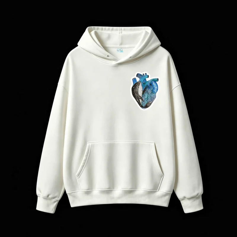主图_2 Buzo con Capucha Algodón Estampado Corazón Ballena Galaxia Artístico