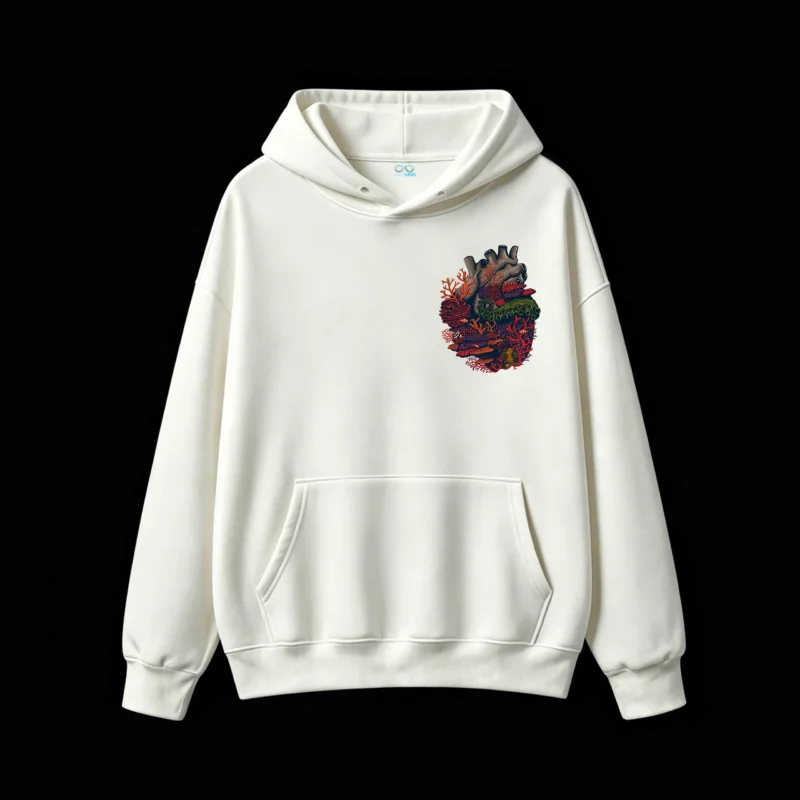 主图_2 Buzo con Capucha Algodón Estampado Arrecife Marino Diseño Único Trendy