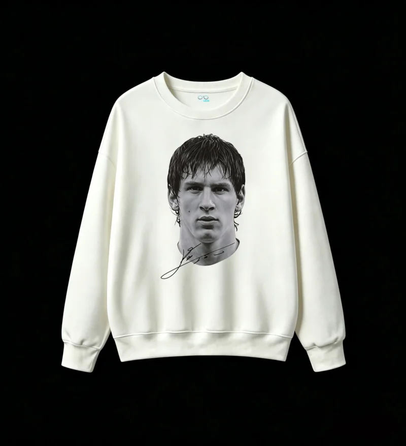 Lionel Messi Vintage Portrait Signature Sweatshirt