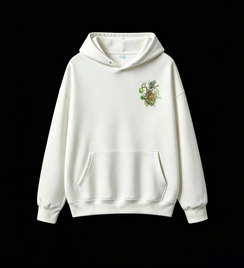 主图_2 Buzo con Capucha Algodón Estampado Naturaleza Corazón Bosque Orgánico