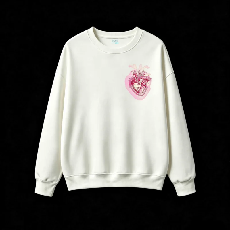 Buzo Cuello Redondo Algodón Estampado Corazón Anatómico Diseño Vintage