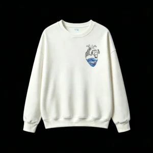 Buzo Cuello Redondo Algodón Diseño Corazón Océano Ballena Estilo Urbano
