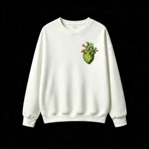 主图_2 Buzo Cuello Redondo Algodón Estampado Corazón Cactus Botánico Original