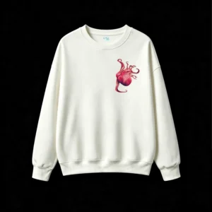 Buzo Cuello Redondo Algodón Estampado Corazón Pulpo Surrealista Casual