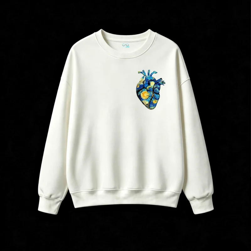 Buzo Cuello Redondo Algodón Estampado Corazón Van Gogh Arte Premium
