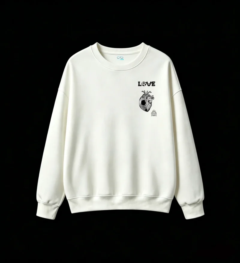 主图_2 Buzo Cuello Redondo Algodón Estampada Corazón Fútbol Amor Regalo Premium