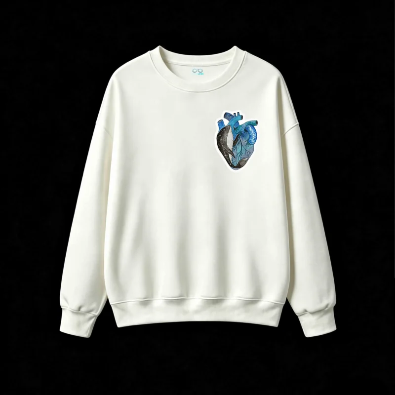 主图_2 Buzo Cuello Redondo Algodón Estampada Ballena Galaxia Corazón Artístico