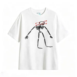 主图_2 Remera Algodón Estampado Esqueleto Estilo Urbano Oversize