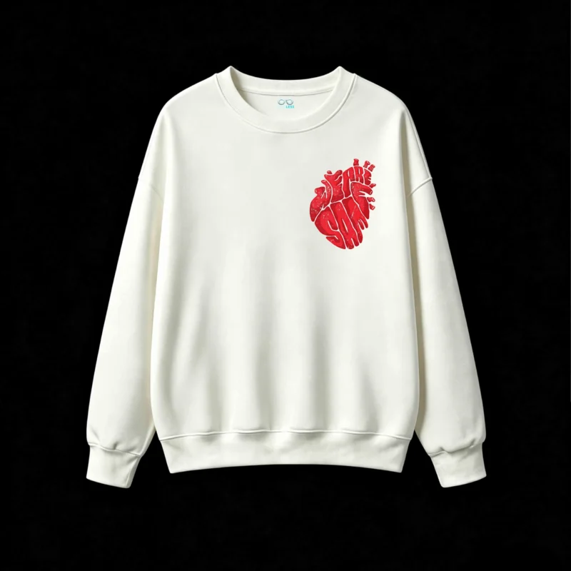 主图_2 Buzo Cuello Redondo Algodón Estampado Corazón Urbano Diseño Exclusivo