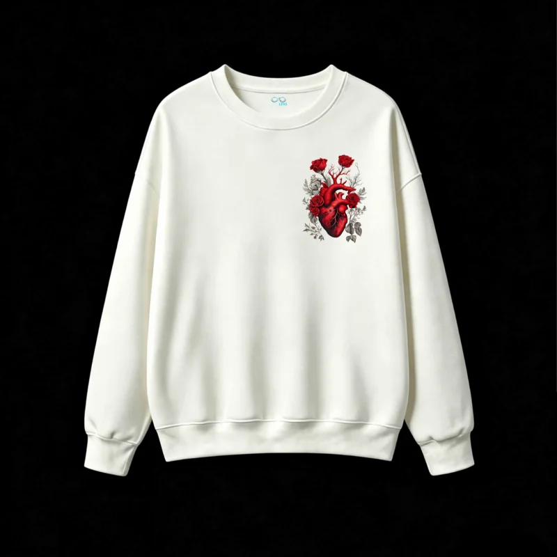 主图_2 Buzo Cuello Redondo Algodón Estampado Corazón Rosas Gothic Premium