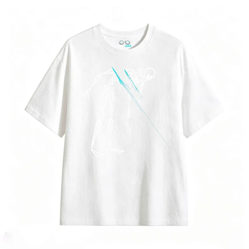 Remera Algodón Estampado Esqueleto Abstracto Urbano Premium