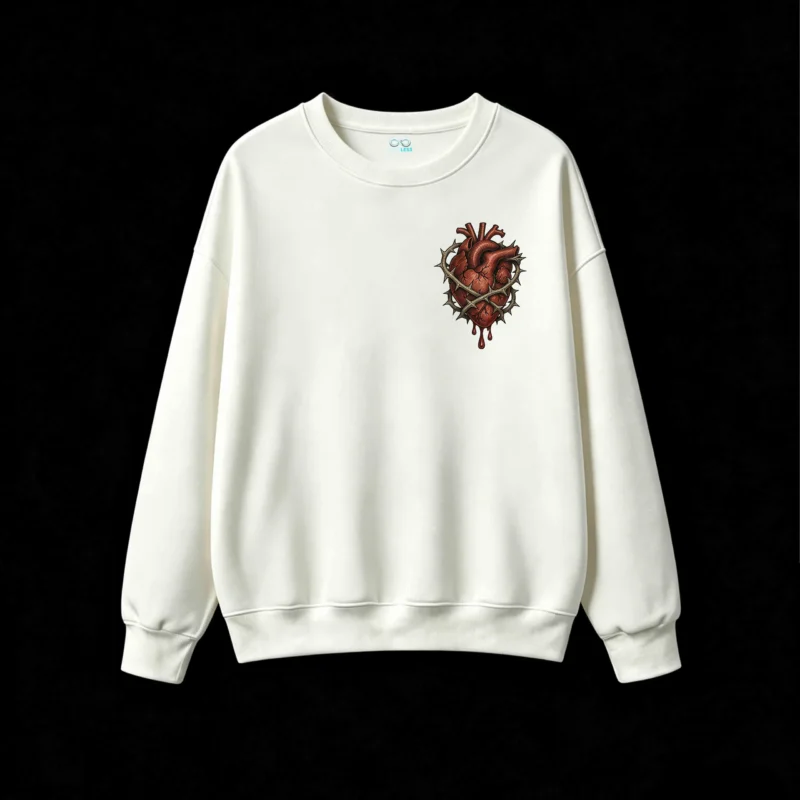 主图_2 Buzo Cuello Redondo Algodón Corazón Espinas Estampado Gótico Oversize