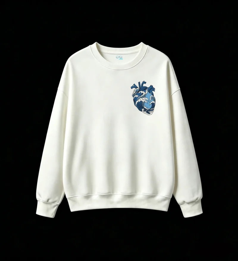 主图_2 Buzo Cuello Redondo Algodón Estampado Corazón Olas Estilo Urbano Oversize