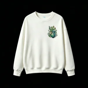 主图_2 Buzo Cuello Redondo Algodón Estampado Corazón Cactus Diseño Artístico Premium