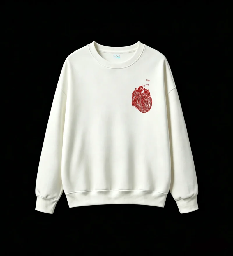 Buzo Cuello Redondo Algodón Estampado Corazón Anatómico Diseño Gótico