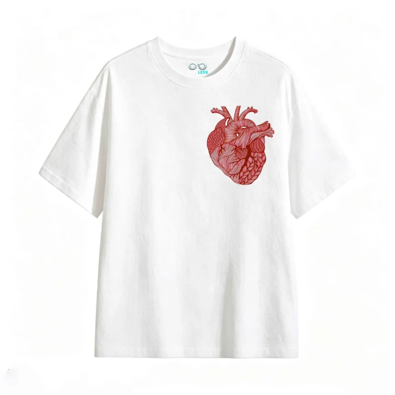 主图_2 Remera Algodón Estampado Corazón Anatómico Diseño Lineal Premium