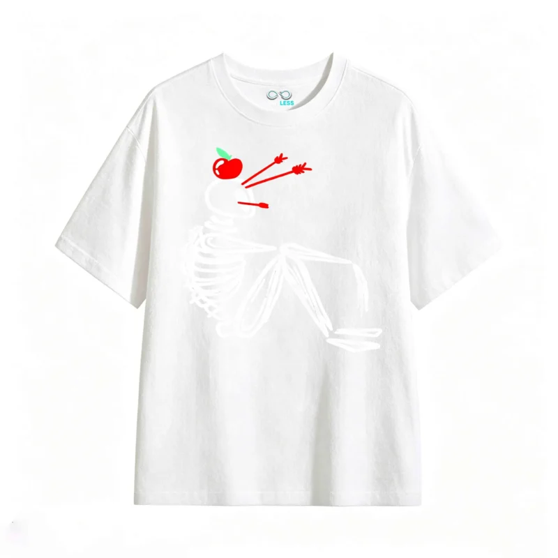Remera Algodón Estampado Esqueleto Manzana Premium Oversize