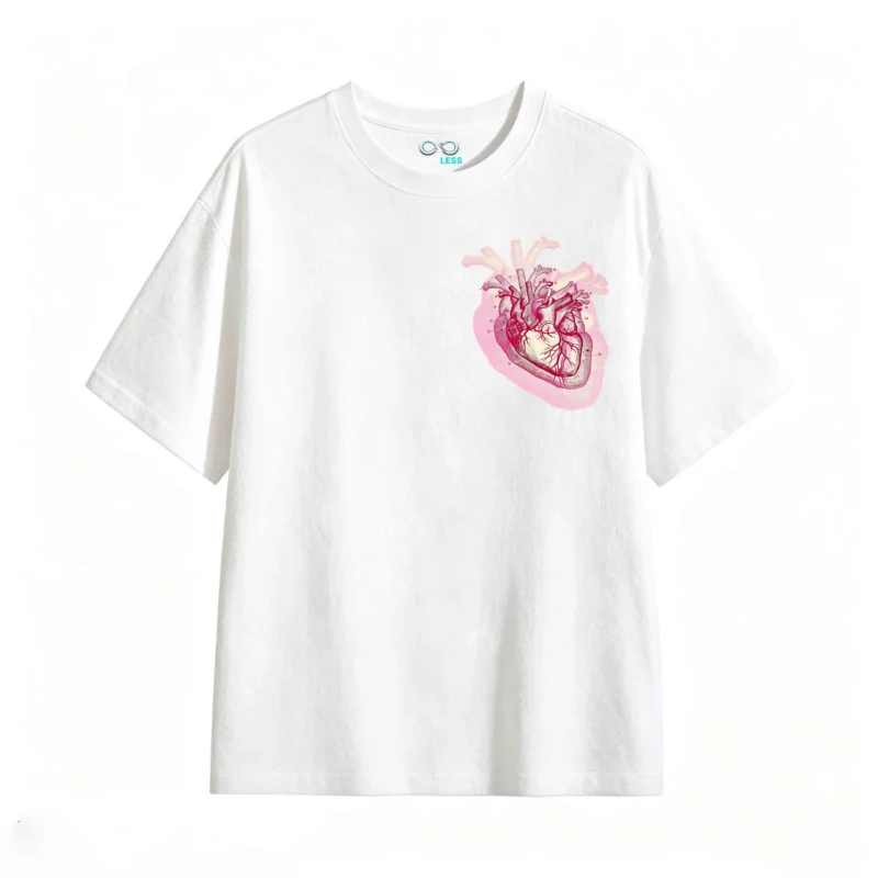 Remera Algodón Estampado Corazón Anatómico Estilo Vintage
