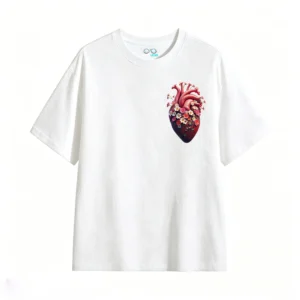 Remera Algodón Estampado Corazón Flores Diseño Artístico Top