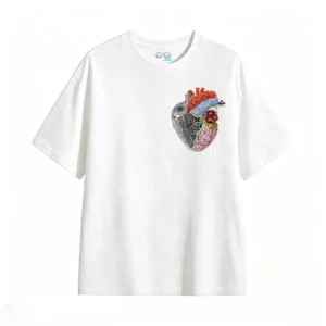 Remera Algodón Estampado Corazón Floral Diseño Artístico