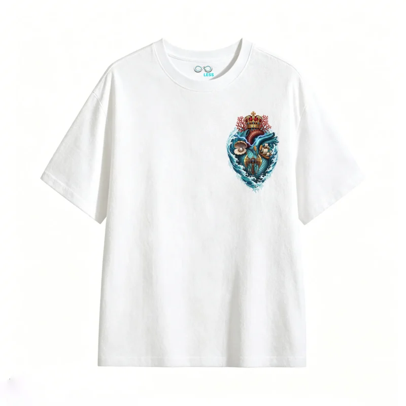 Remera Algodón Estampado Corazón Marino Corona Premium